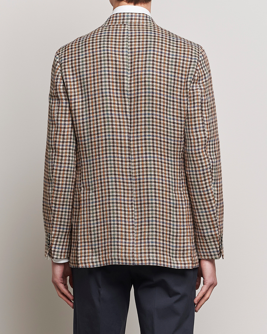 Herren | Sakkos | Oscar Jacobson | Ferry Checked Summer Tweed Linen/Silk Blazer Brown