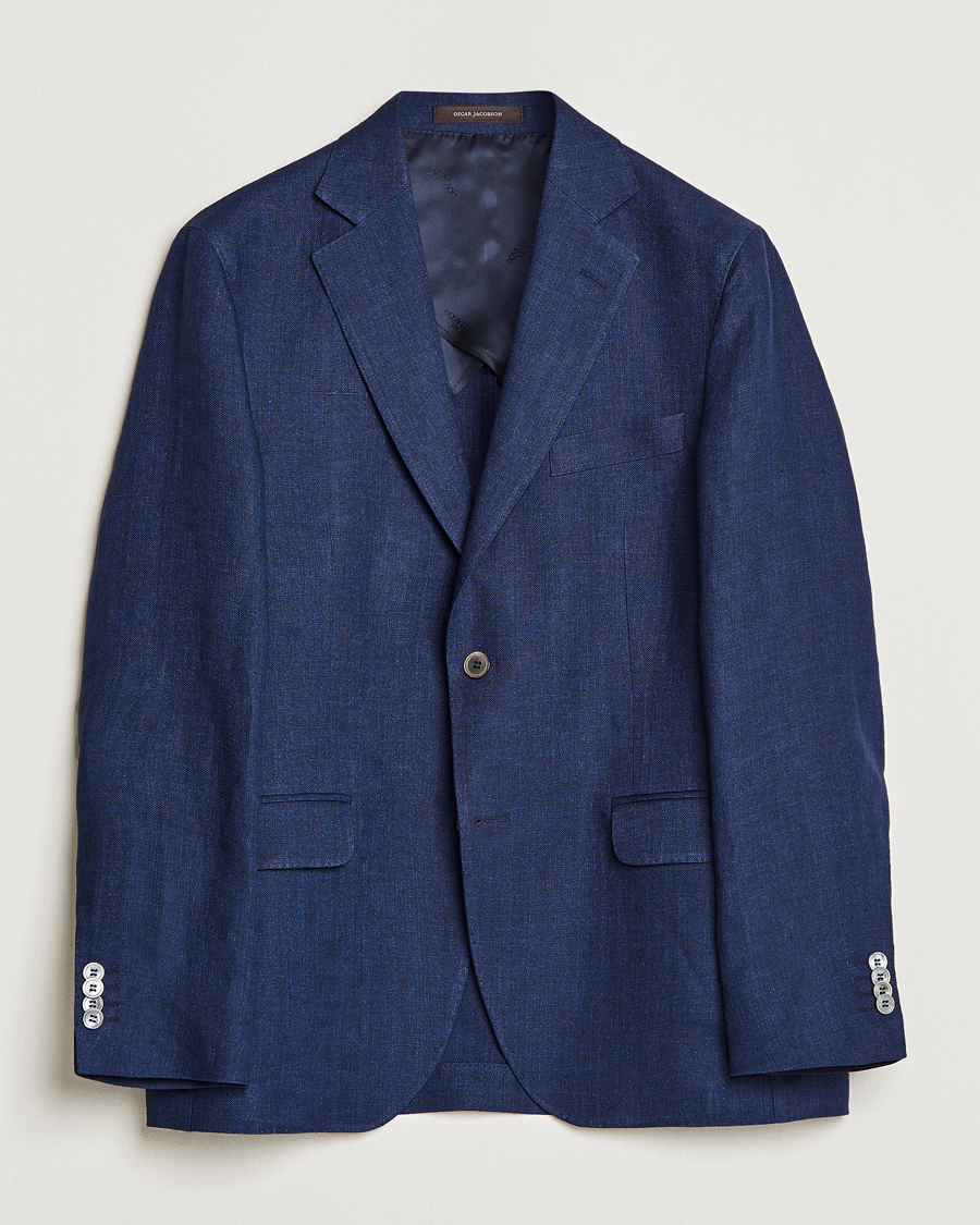 Herren | Sakkos | Oscar Jacobson | Ferry Soft Linen Blazer Navy