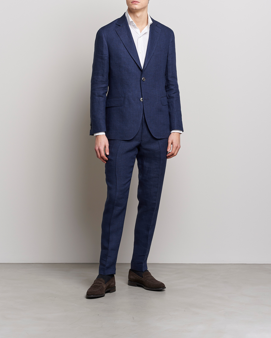 Herren | Sakkos | Oscar Jacobson | Ferry Soft Linen Blazer Navy