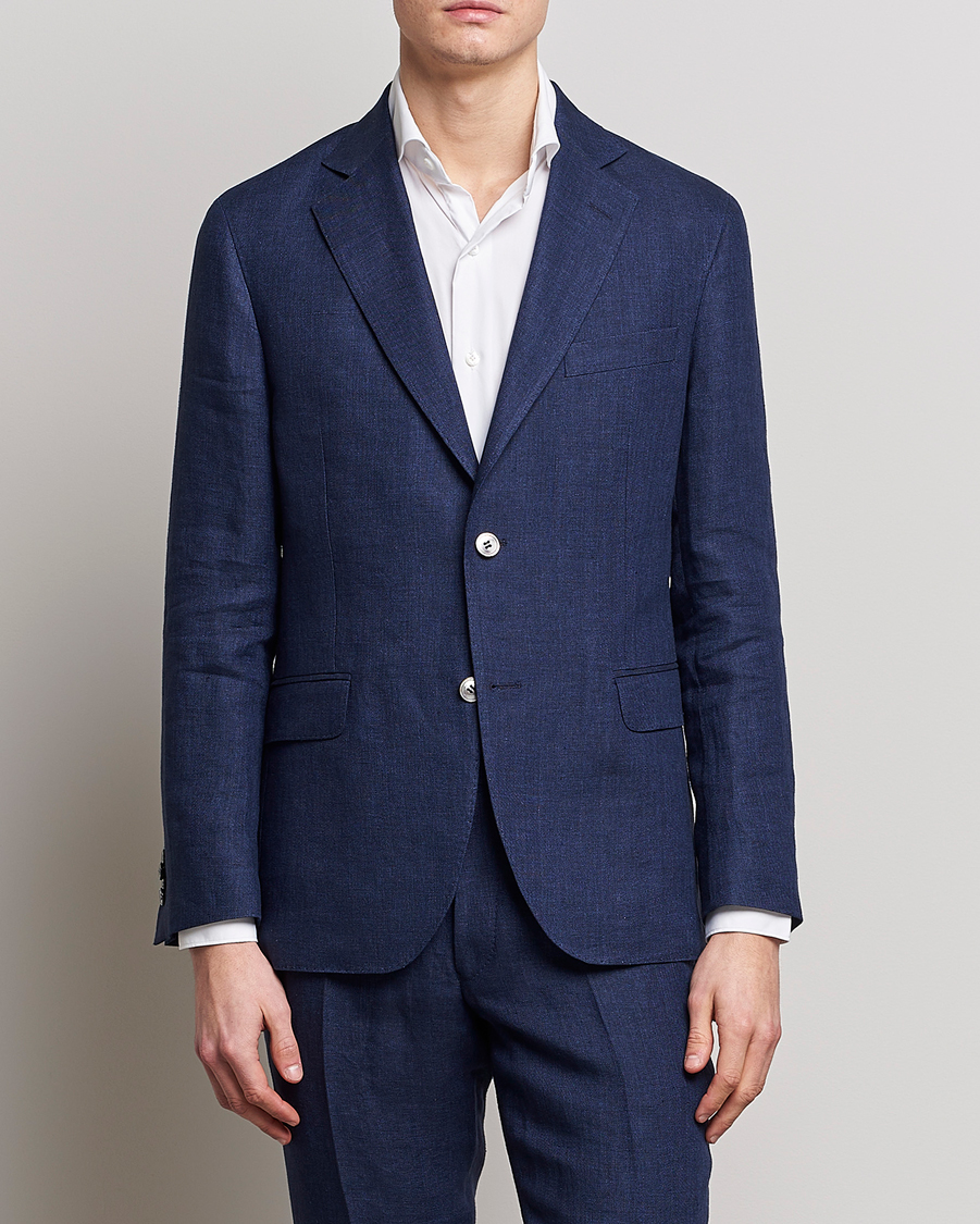 Herren | Sakkos | Oscar Jacobson | Ferry Soft Linen Blazer Navy