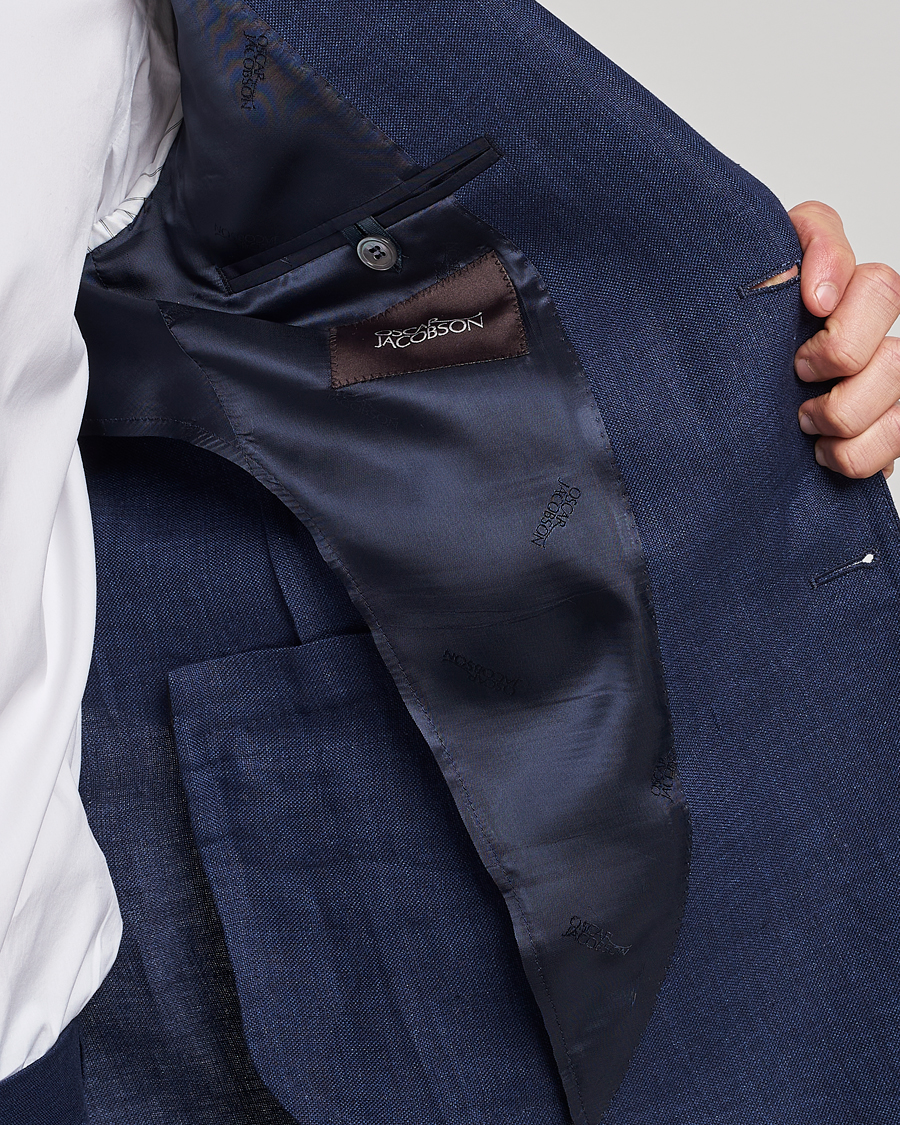 Herren | Sakkos | Oscar Jacobson | Ferry Soft Linen Blazer Navy