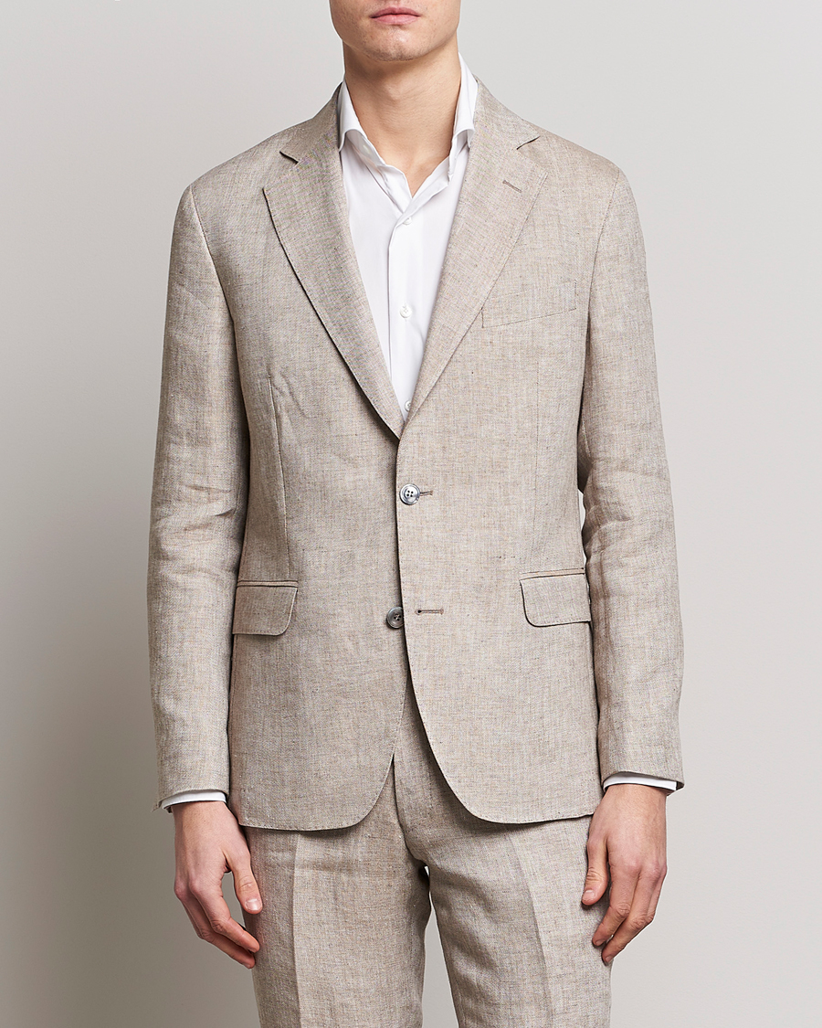 Herren | Sakkos | Oscar Jacobson | Ferry Soft Linen Blazer Beige