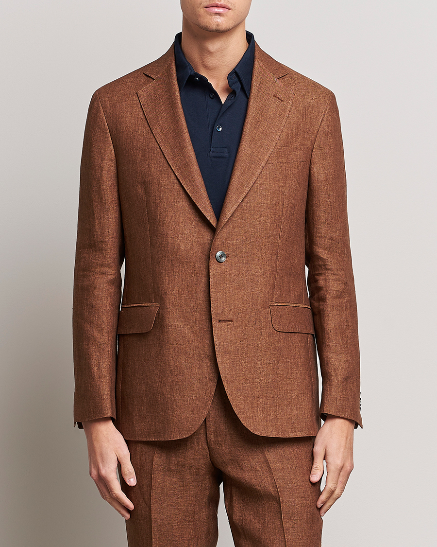 Herren | Sakkos | Oscar Jacobson | Ferry Soft Linen Blazer Brown