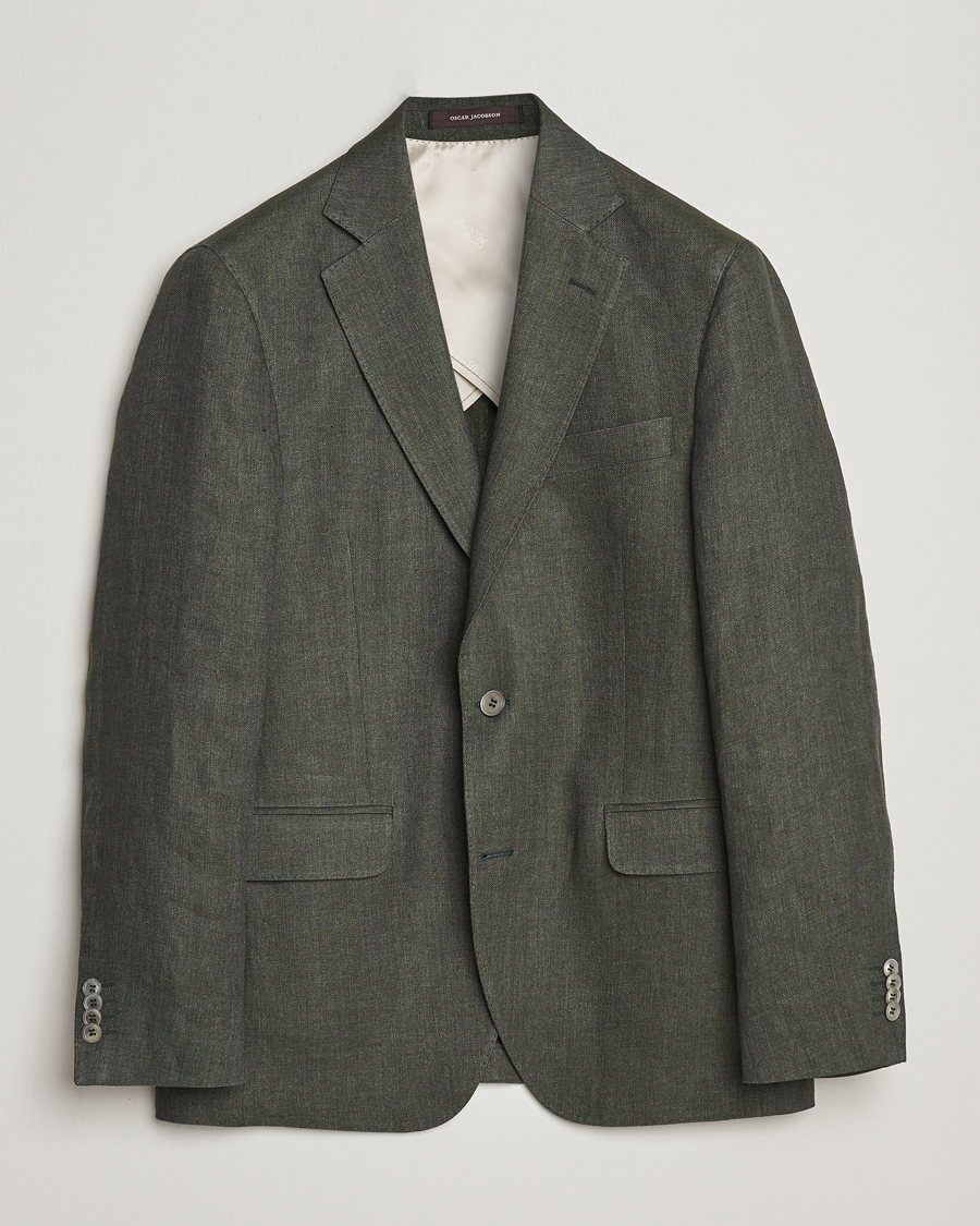 Herren | Sakkos | Oscar Jacobson | Ferry Soft Linen Blazer Green