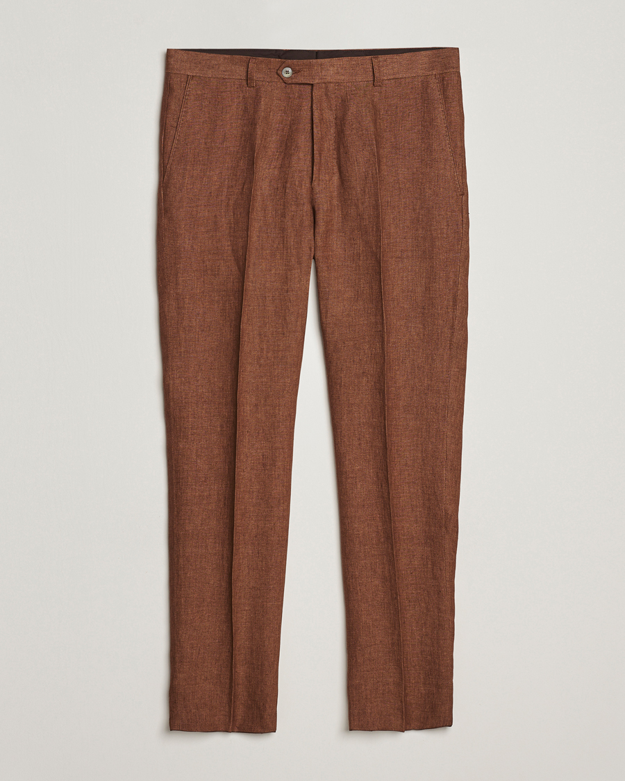 Herren | Hosen | Oscar Jacobson | Denz Linen Trousers Brown