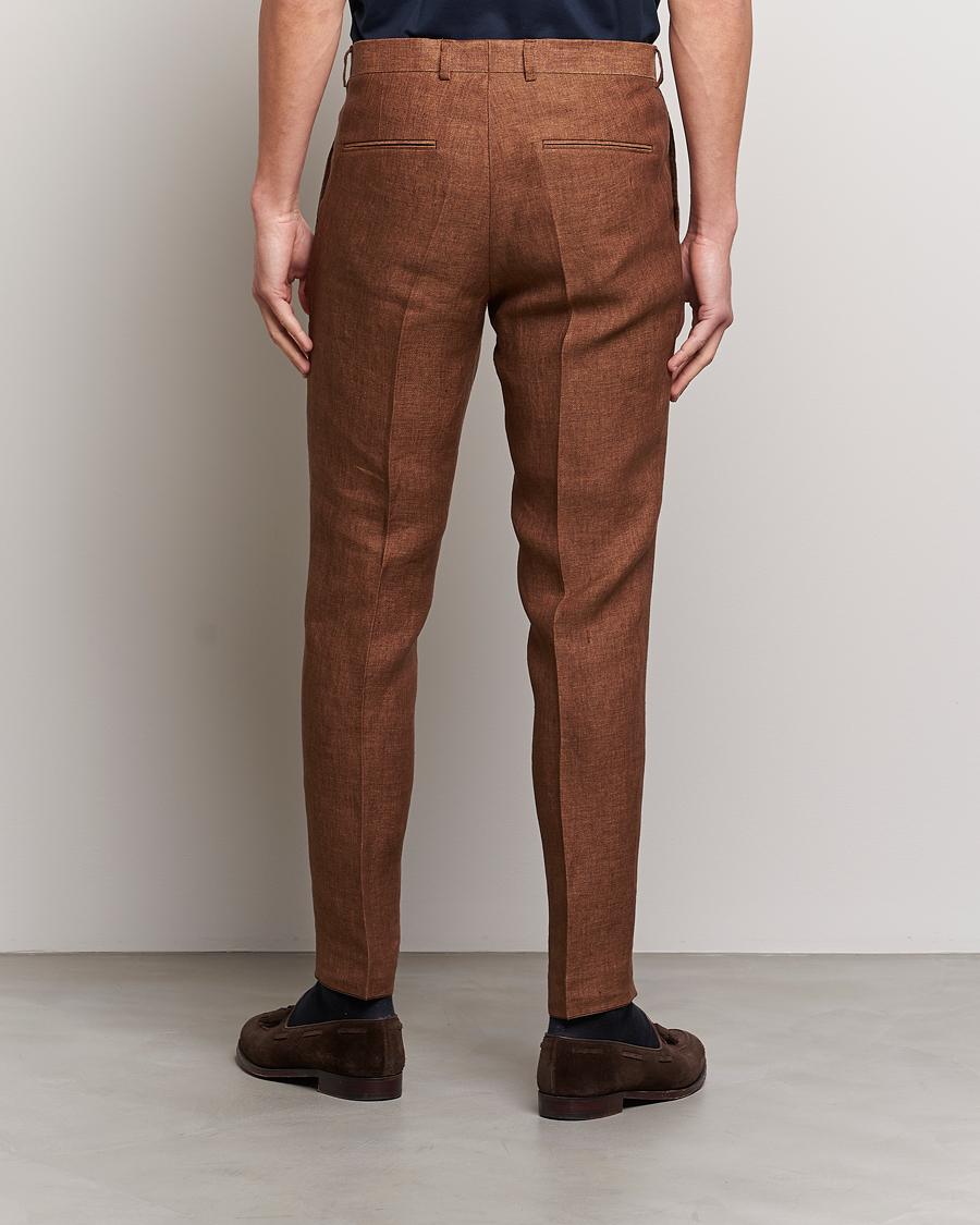 Herren | Hosen | Oscar Jacobson | Denz Linen Trousers Brown