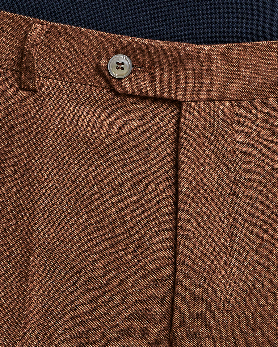 Herren | Hosen | Oscar Jacobson | Denz Linen Trousers Brown