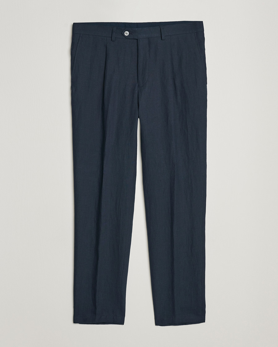 Herren | Hosen | Oscar Jacobson | Delon Linen Trousers Navy