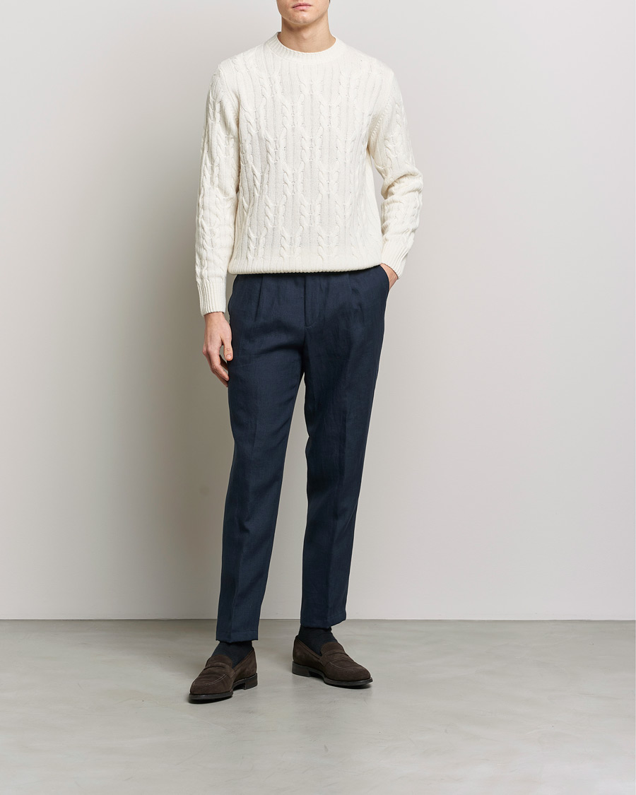 Herren | Hosen | Oscar Jacobson | Delon Linen Trousers Navy