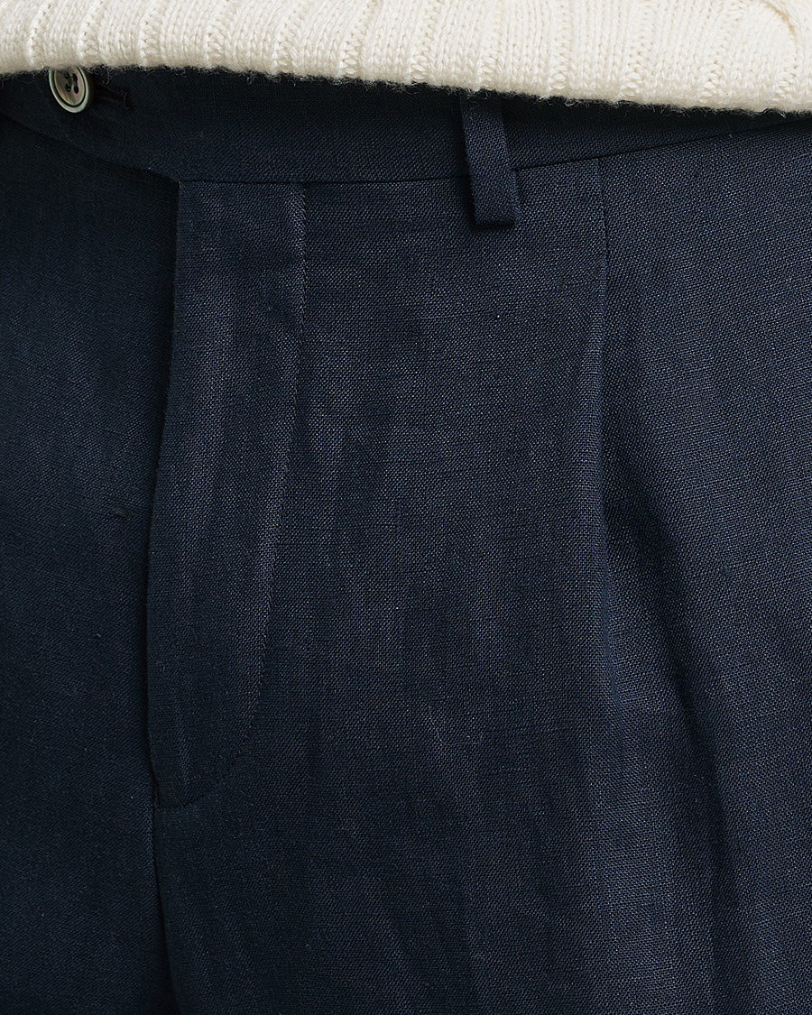 Herren | Hosen | Oscar Jacobson | Delon Linen Trousers Navy