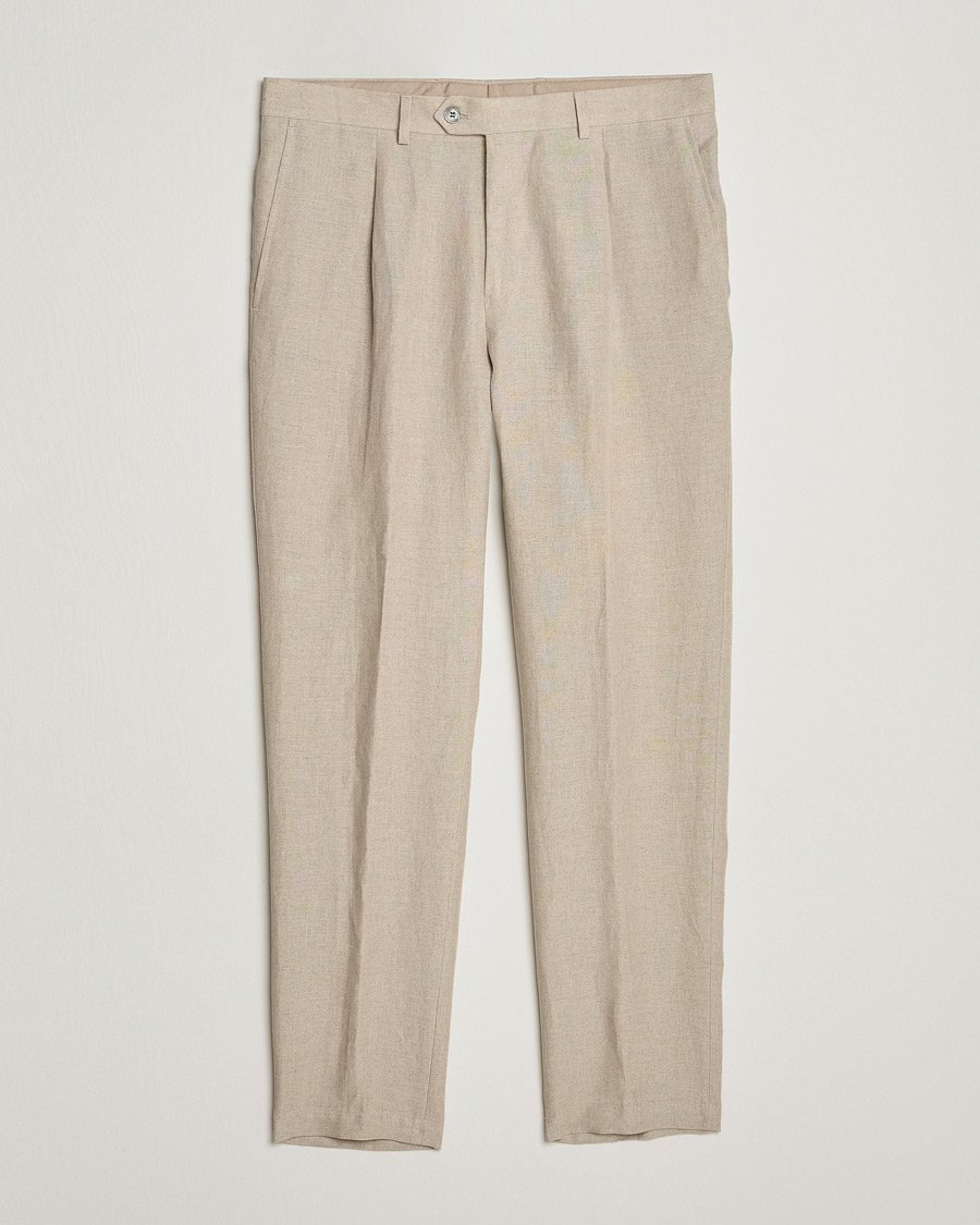 Herren | Hosen | Oscar Jacobson | Delon Linen Trousers Beige