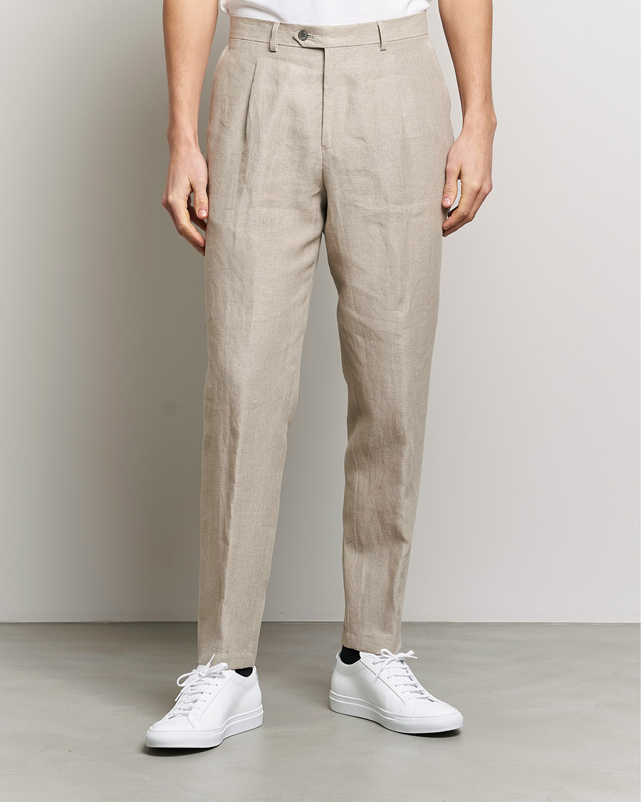 Herren | Hosen | Oscar Jacobson | Delon Linen Trousers Beige
