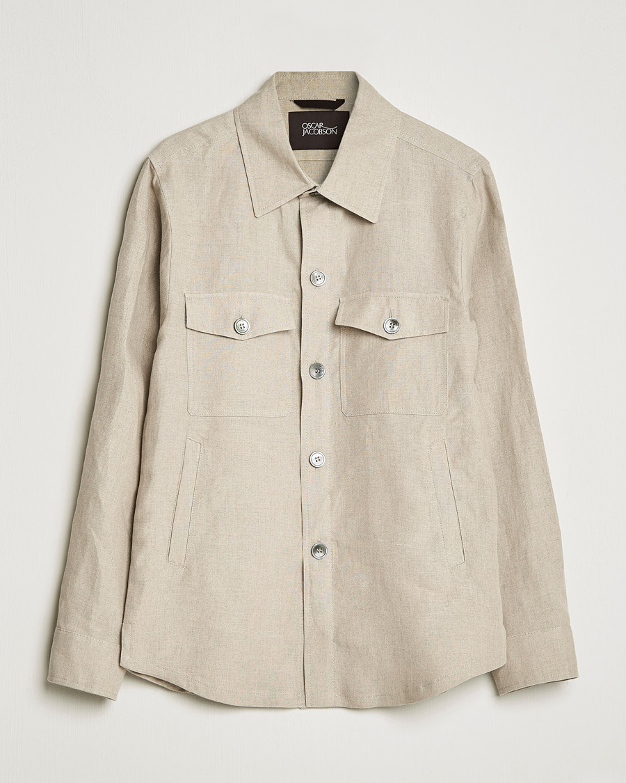 Herren | Hemden | Oscar Jacobson | Maverick Linen Shirt Jacket Beige