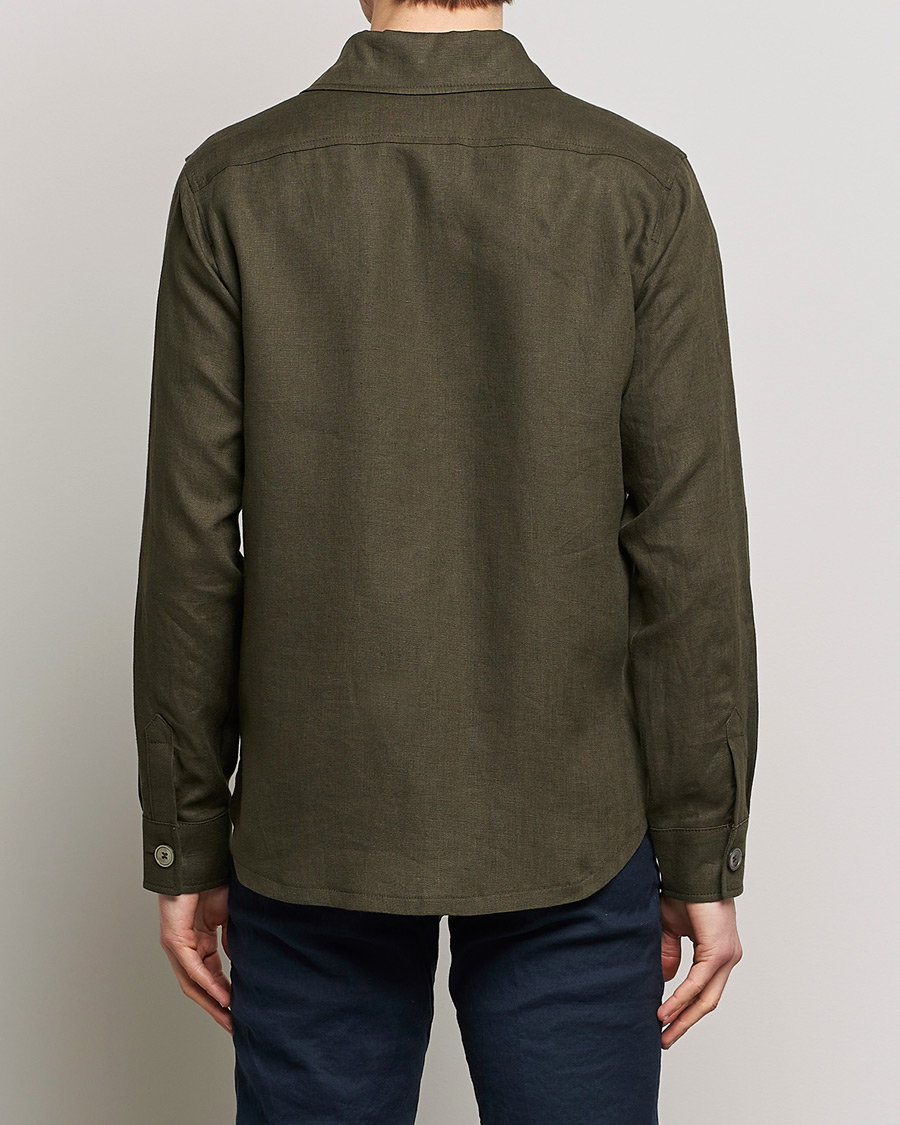 Herren | Hemden | Oscar Jacobson | Maverick Linen Shirt Jacket Olive