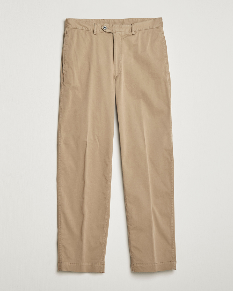 Herren | Hosen | Oscar Jacobson | Tanker Pleat Cotton Trousers Beige