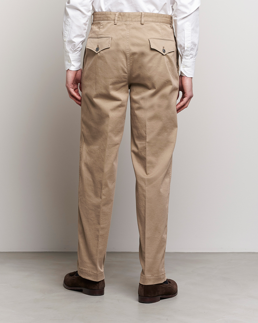 Herren | Hosen | Oscar Jacobson | Tanker Pleat Cotton Trousers Beige