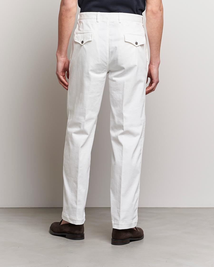 Herren | Hosen | Oscar Jacobson | Tanker Pleat Cotton Trousers Off White