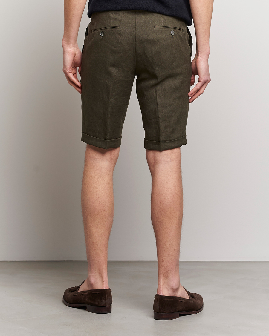 Herren | Shorts | Oscar Jacobson | Declan Linen Shorts Dark Green