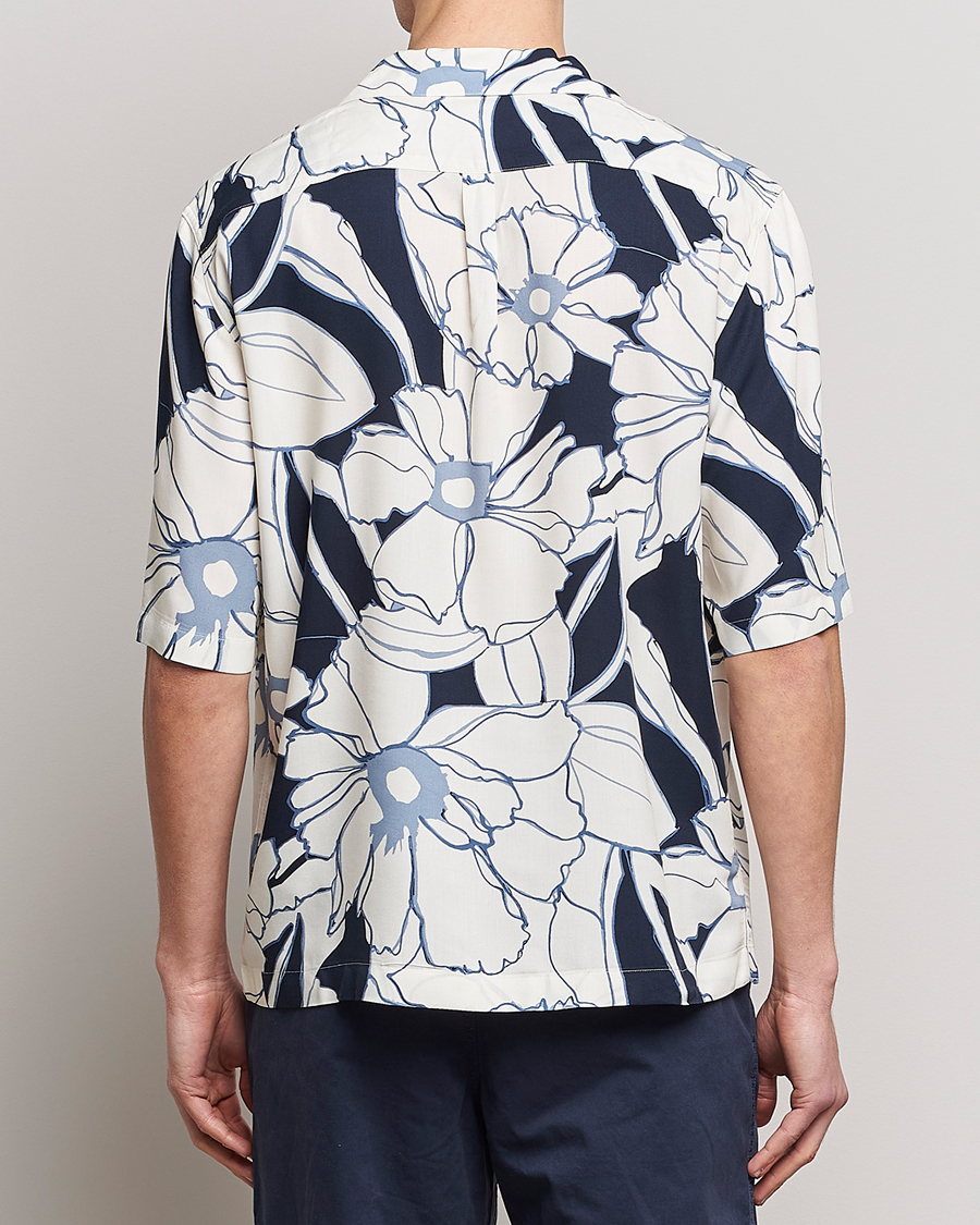 Herren | Hemden | Oscar Jacobson | Cuban Short Sleeve Flower Print Shirt White