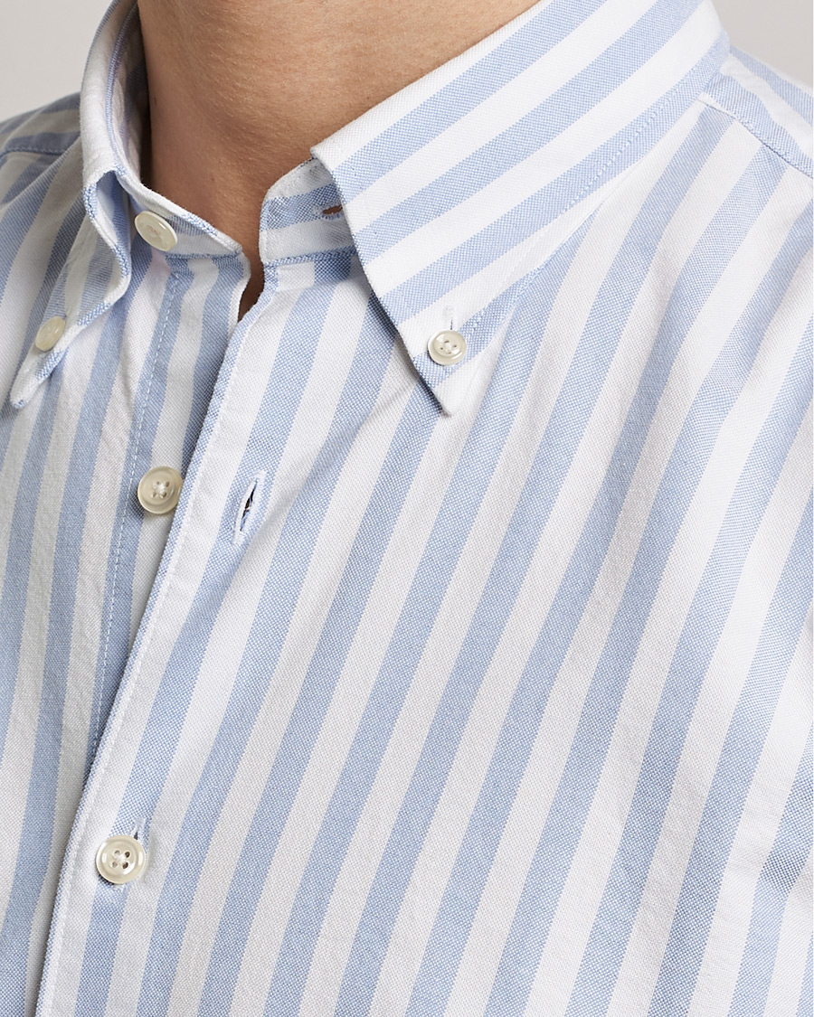 Herren | Hemden | Oscar Jacobson | Regular Fit Button Down Striped Oxford Shirt Blue