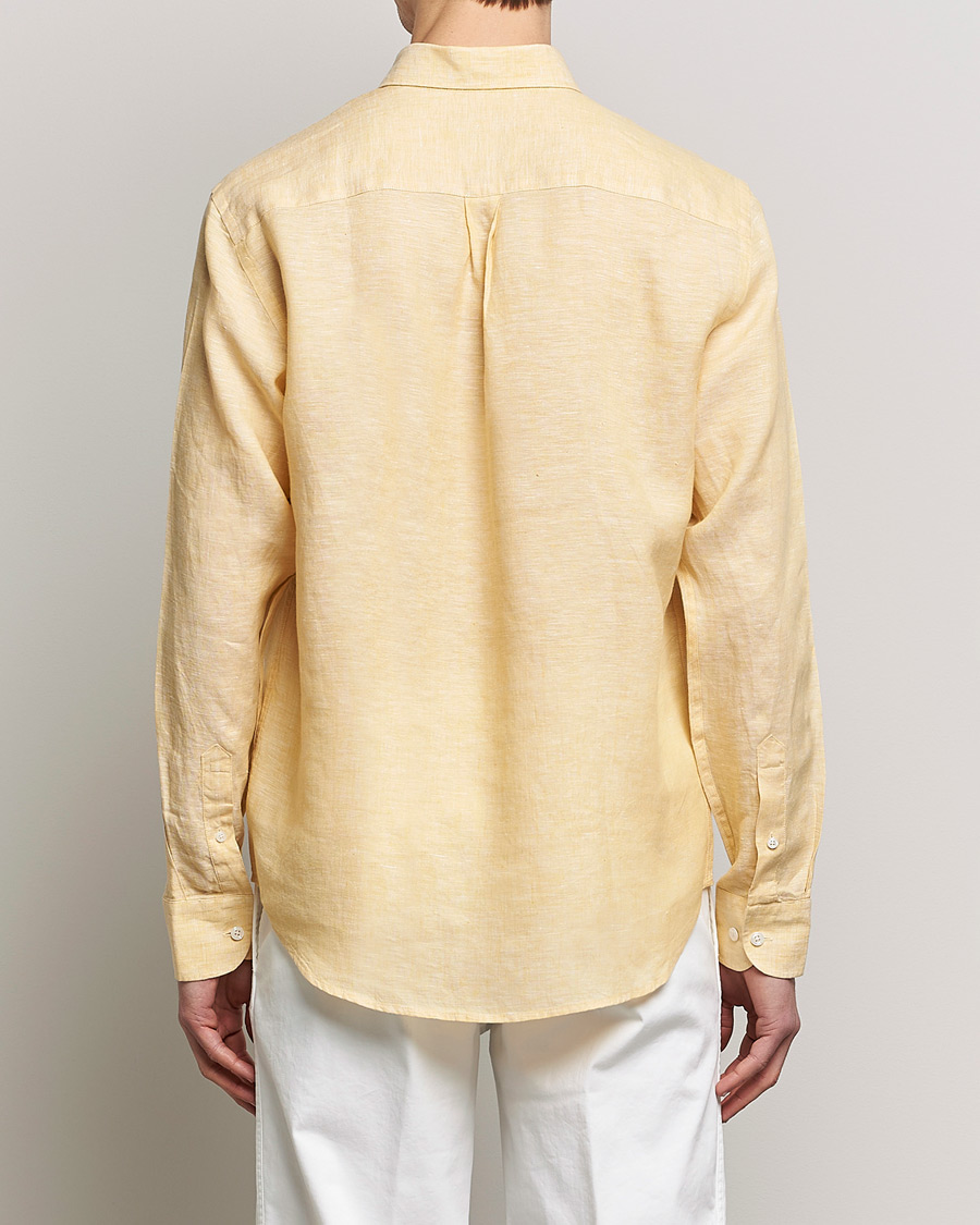 Herren | Hemden | Oscar Jacobson | Regular Fit Button Down Linen Shirt Yellow