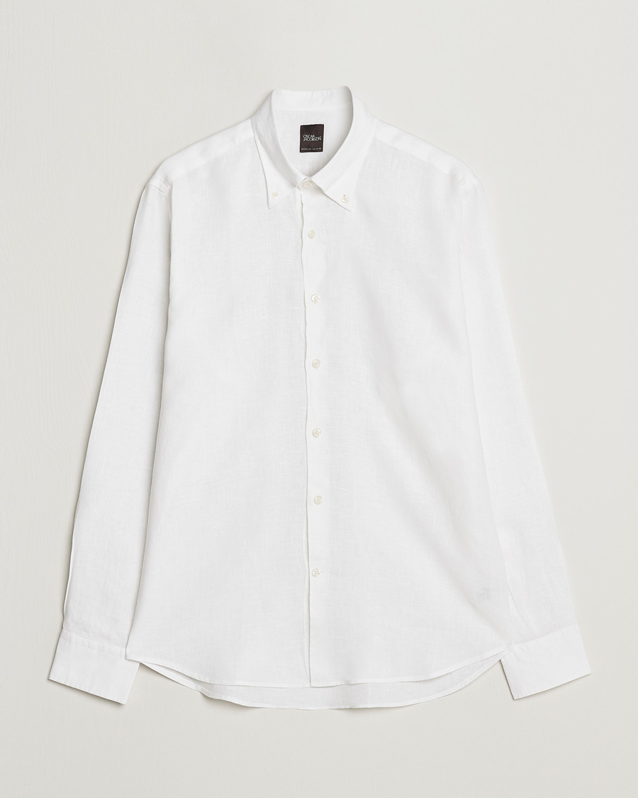 Herren | Hemden | Oscar Jacobson | Regular Fit Button Down Linen Shirt White