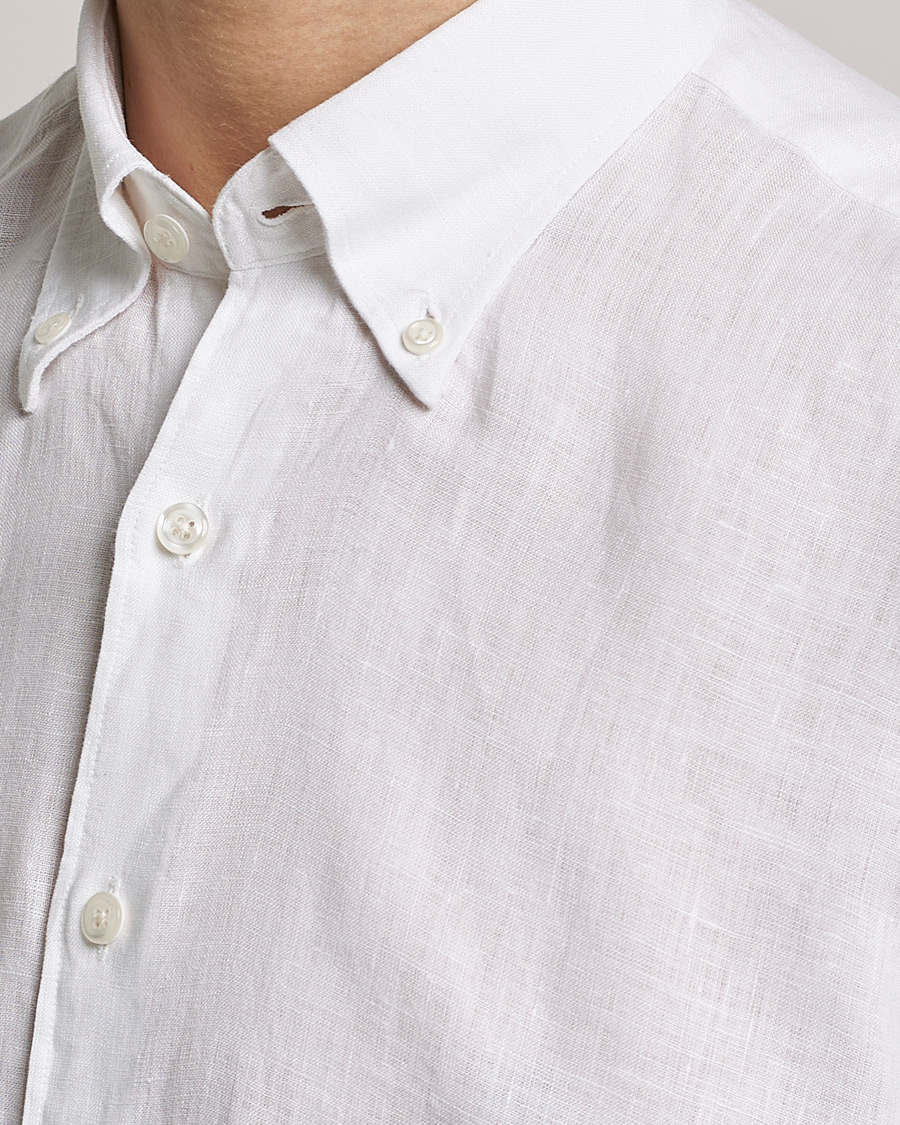 Herren | Hemden | Oscar Jacobson | Regular Fit Button Down Linen Shirt White