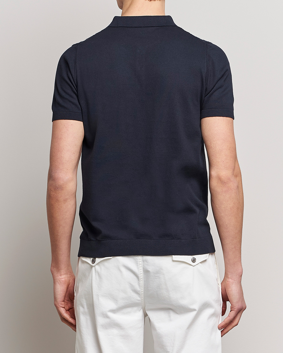 Herren | Poloshirts | Oscar Jacobson | Bard Short Sleeve Structured Cotton Polo Navy