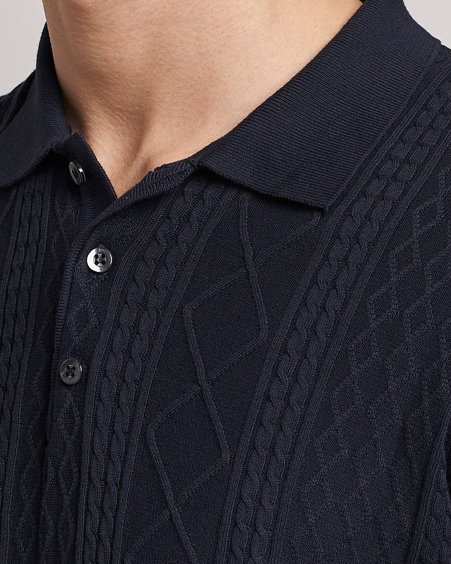 Herren | Poloshirts | Oscar Jacobson | Bard Short Sleeve Structured Cotton Polo Navy