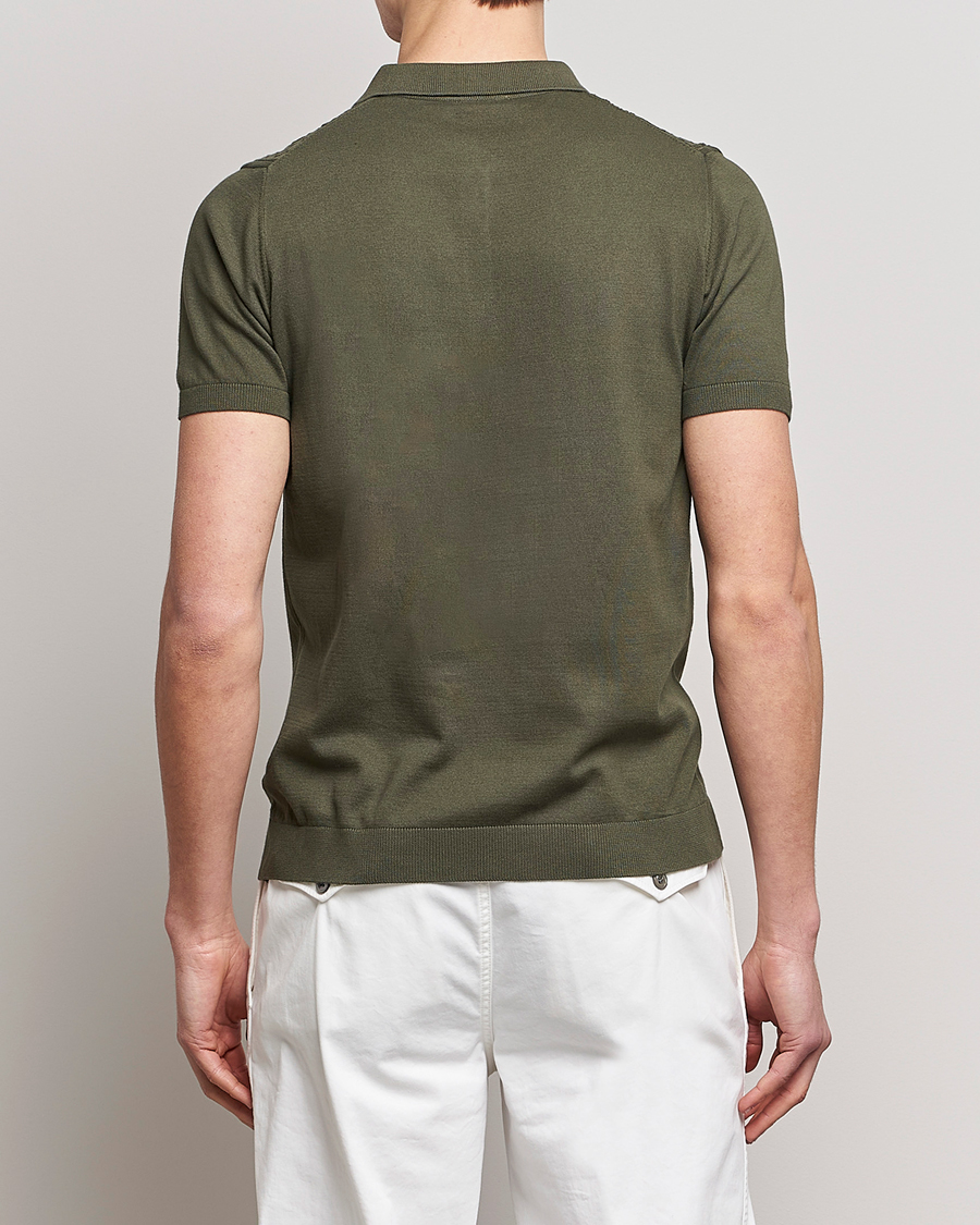 Herren | Poloshirts | Oscar Jacobson | Bard Short Sleeve Structured Cotton Polo Olive
