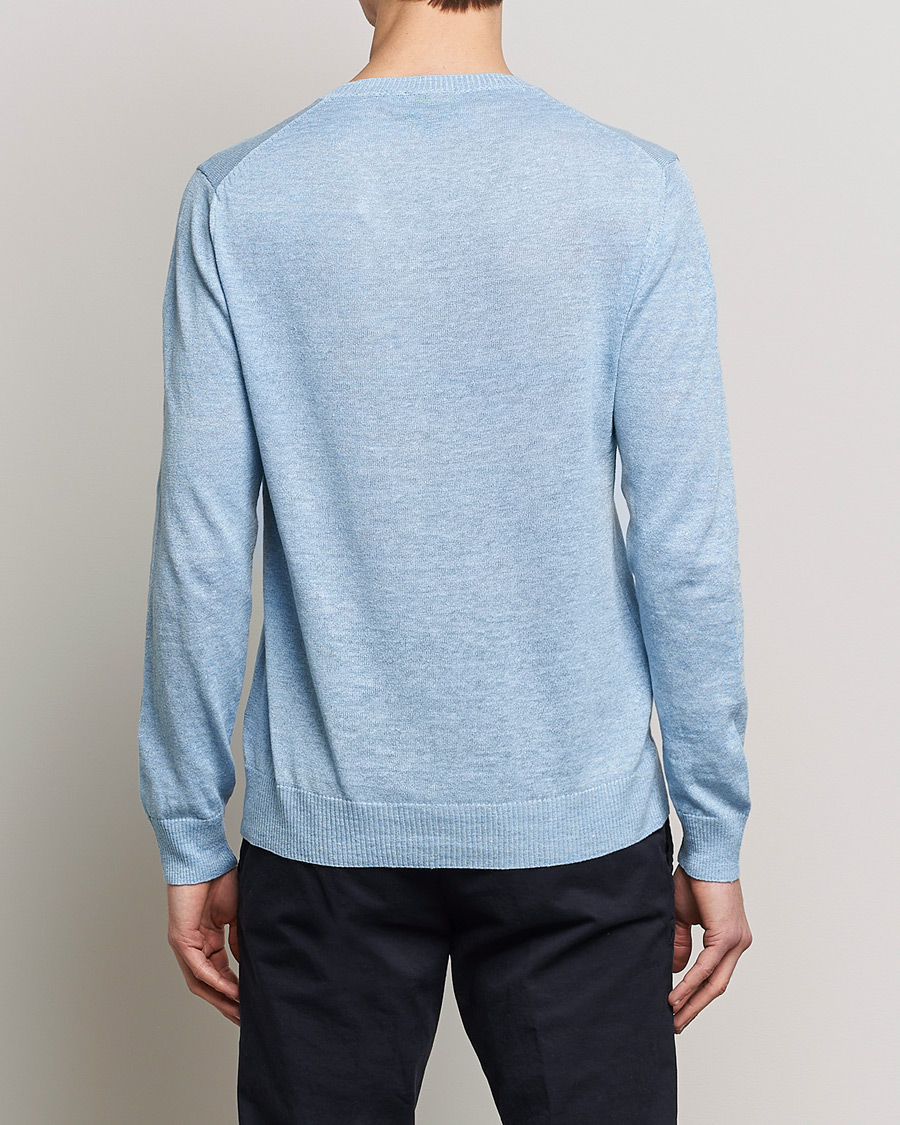 Herren | Pullover | Oscar Jacobson | Valter Linen/Cotton Crew Neck Light Blue