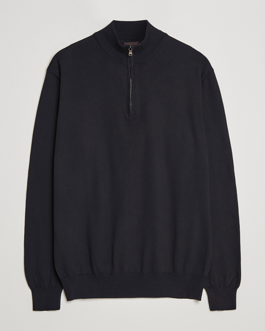 Herren | Pullover | Oscar Jacobson | Pat Cotton Half Zip Navy