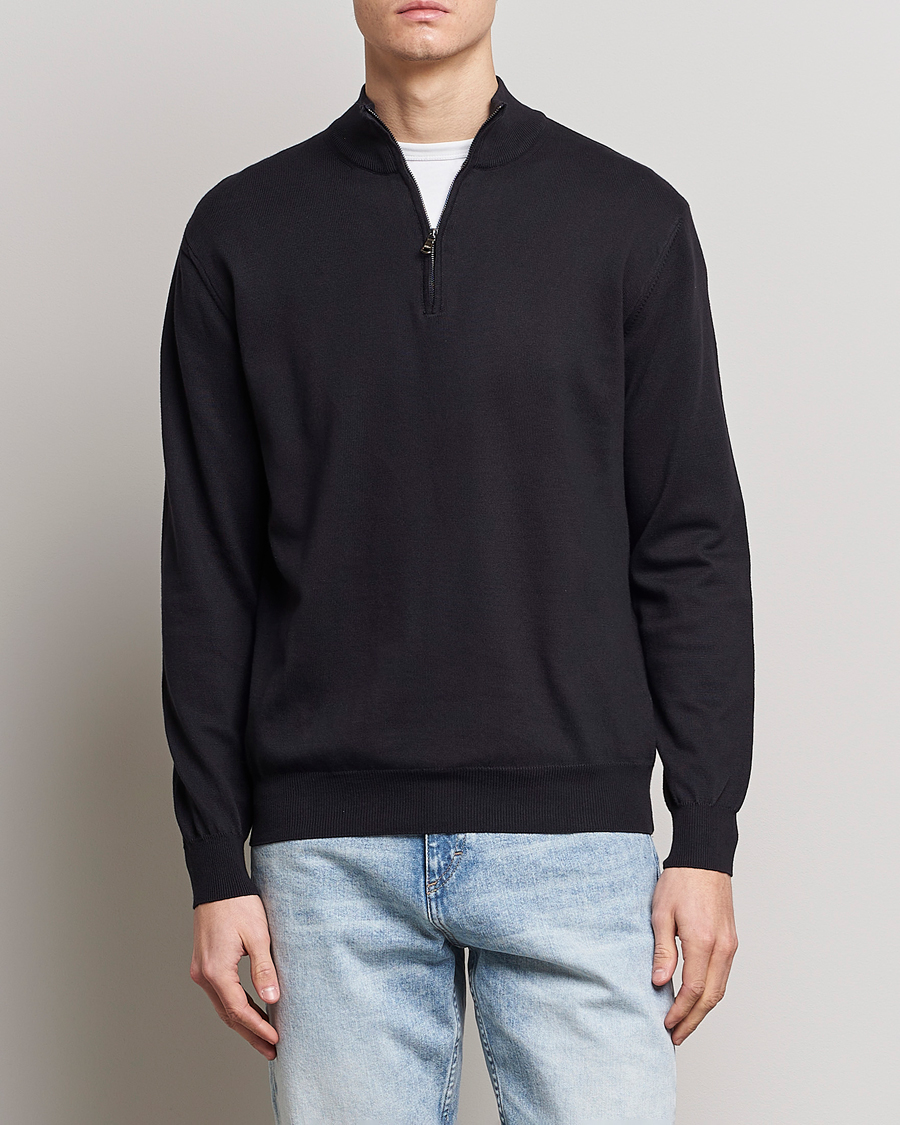 Herren | Pullover | Oscar Jacobson | Pat Cotton Half Zip Navy