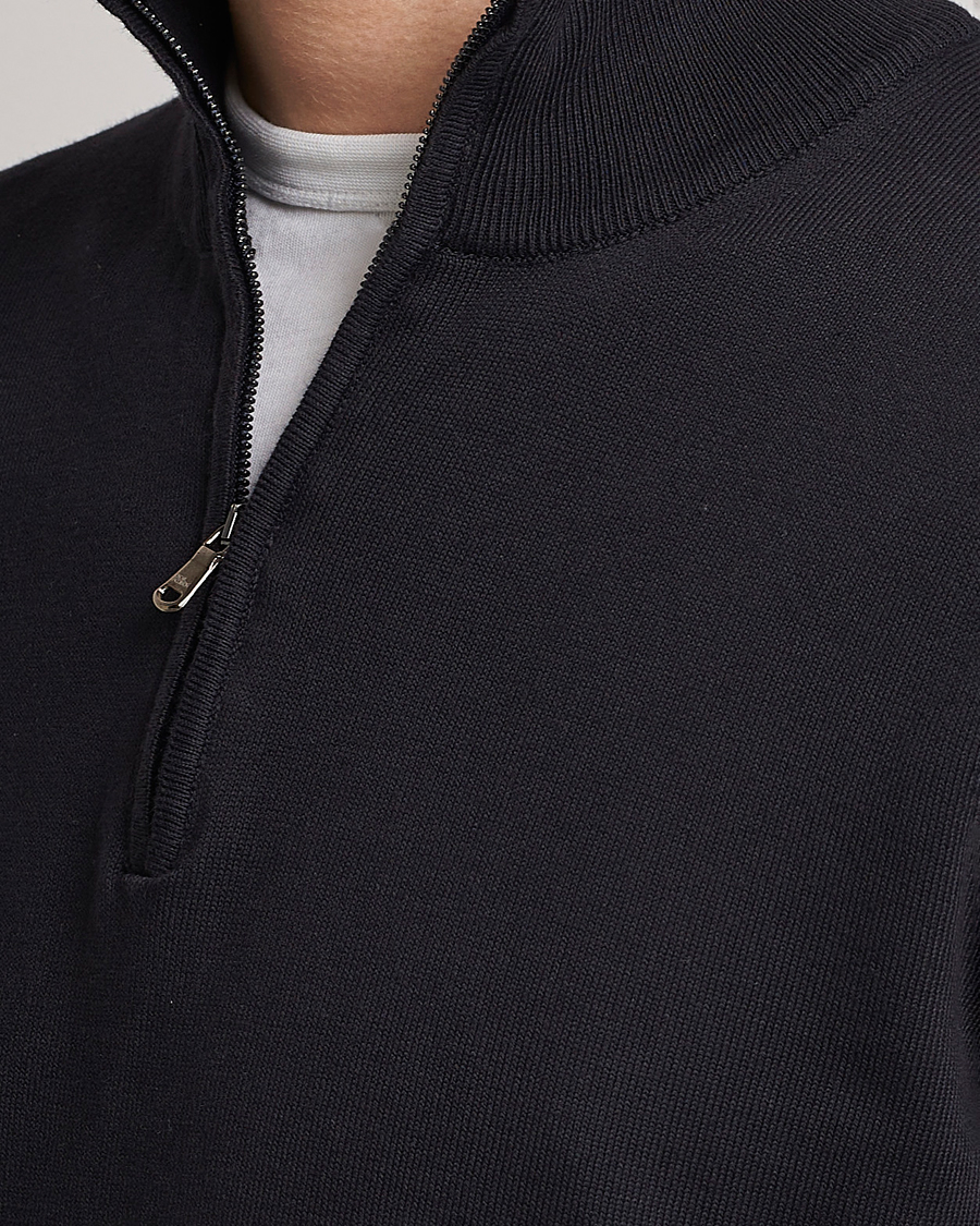 Herren | Pullover | Oscar Jacobson | Pat Cotton Half Zip Navy