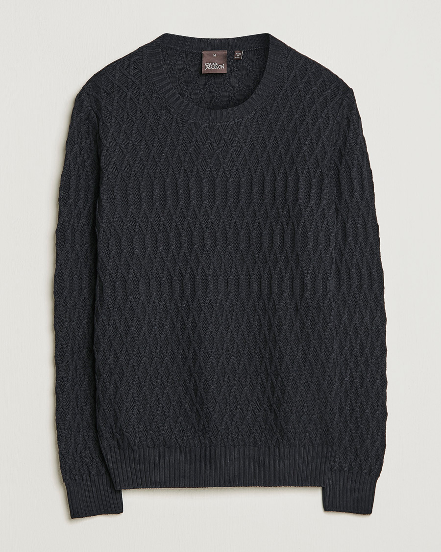 Herren | Pullover | Oscar Jacobson | Cotton Fisherman Sweatshirt Navy