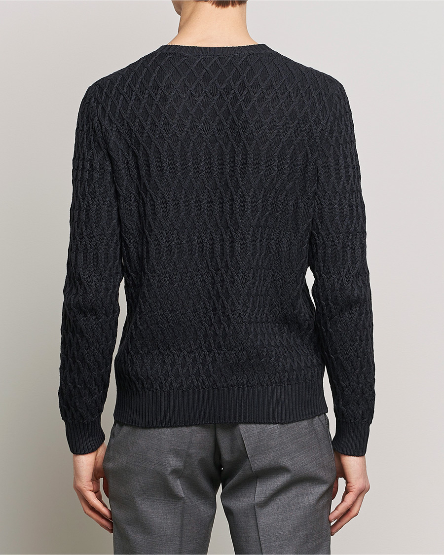 Herren | Pullover | Oscar Jacobson | Cotton Fisherman Sweatshirt Navy
