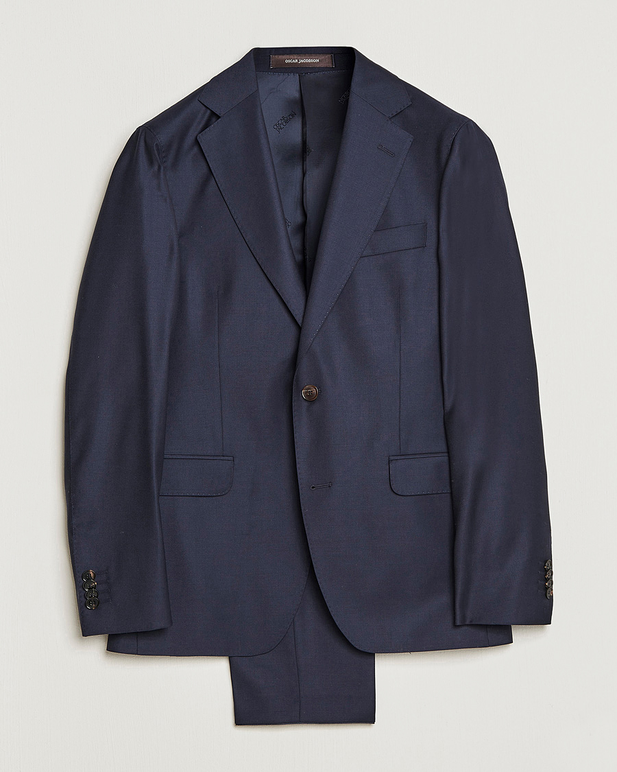 Herren | Anzüge | Oscar Jacobson | Ego Loro Piana Zelander Merino Wool Suit Navy