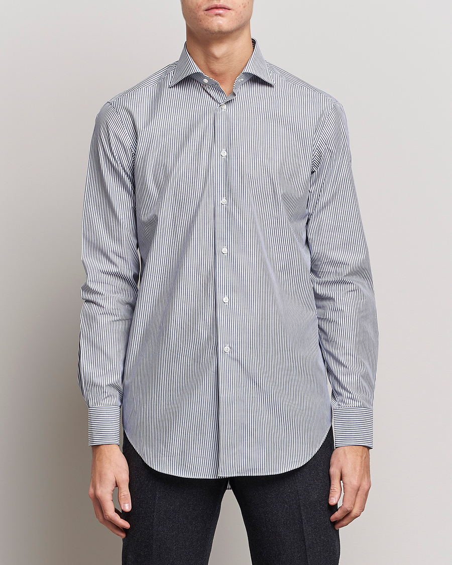 Herren | Hemden | Kamakura Shirts | Slim Fit Striped Broadcloth Shirt Navy