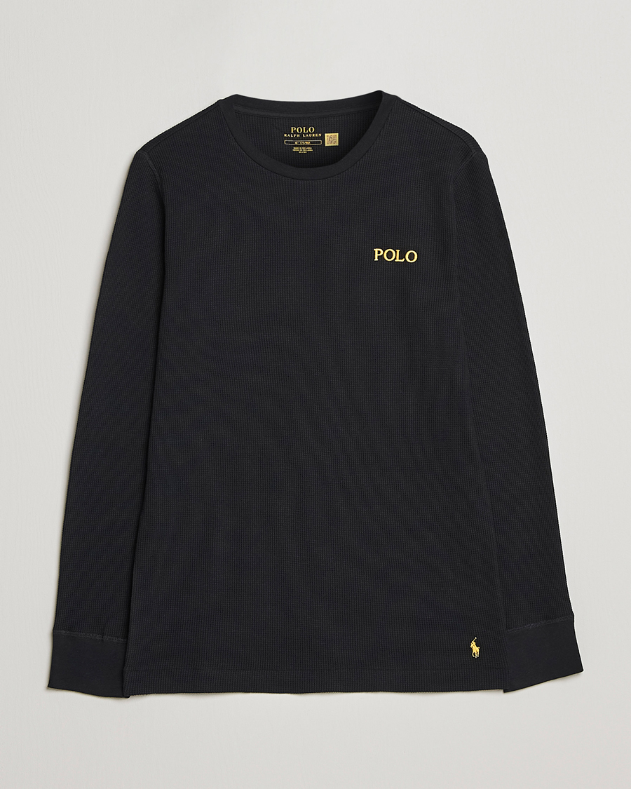 Herren | T-Shirts | Polo Ralph Lauren | Waffle Long Sleeve Crew Neck Black