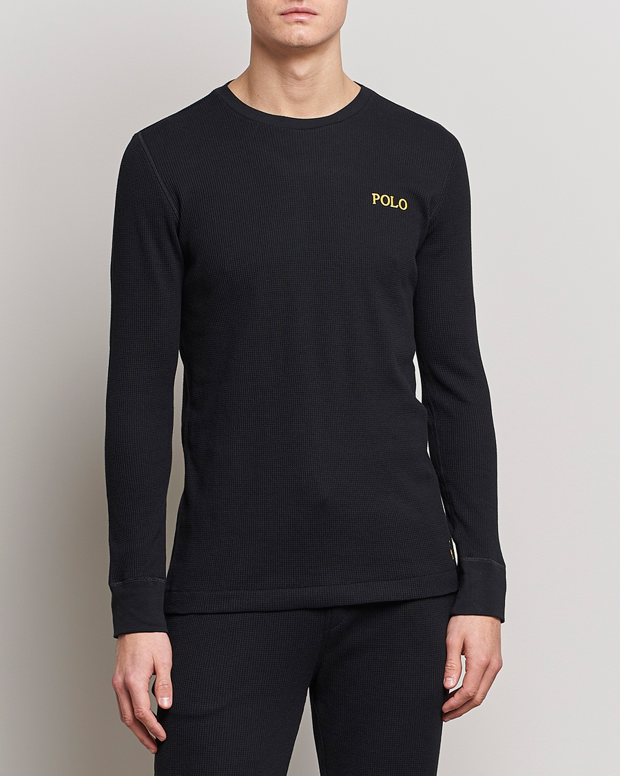 Herren | T-Shirts | Polo Ralph Lauren | Waffle Long Sleeve Crew Neck Black