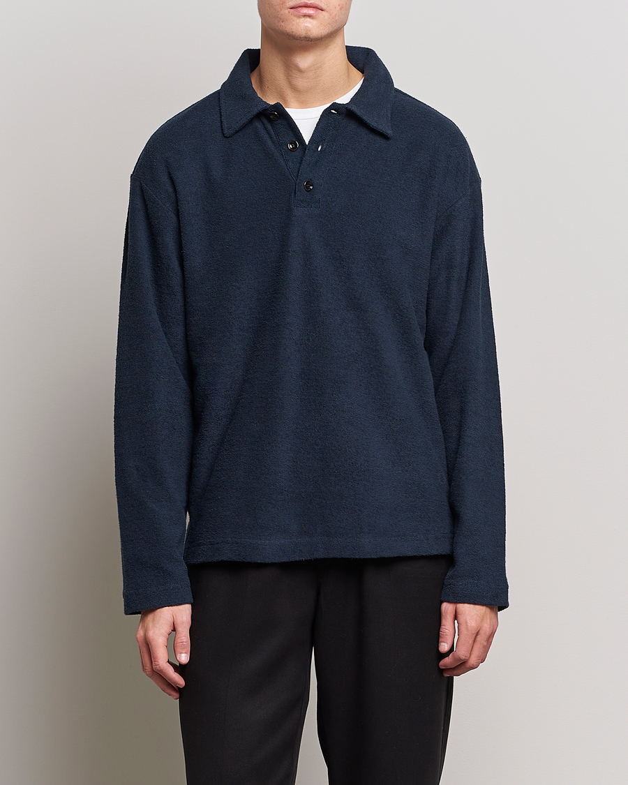 Herren | Pullover | NN07 | Joey Terry Long Sleeve Polo Navy Blue