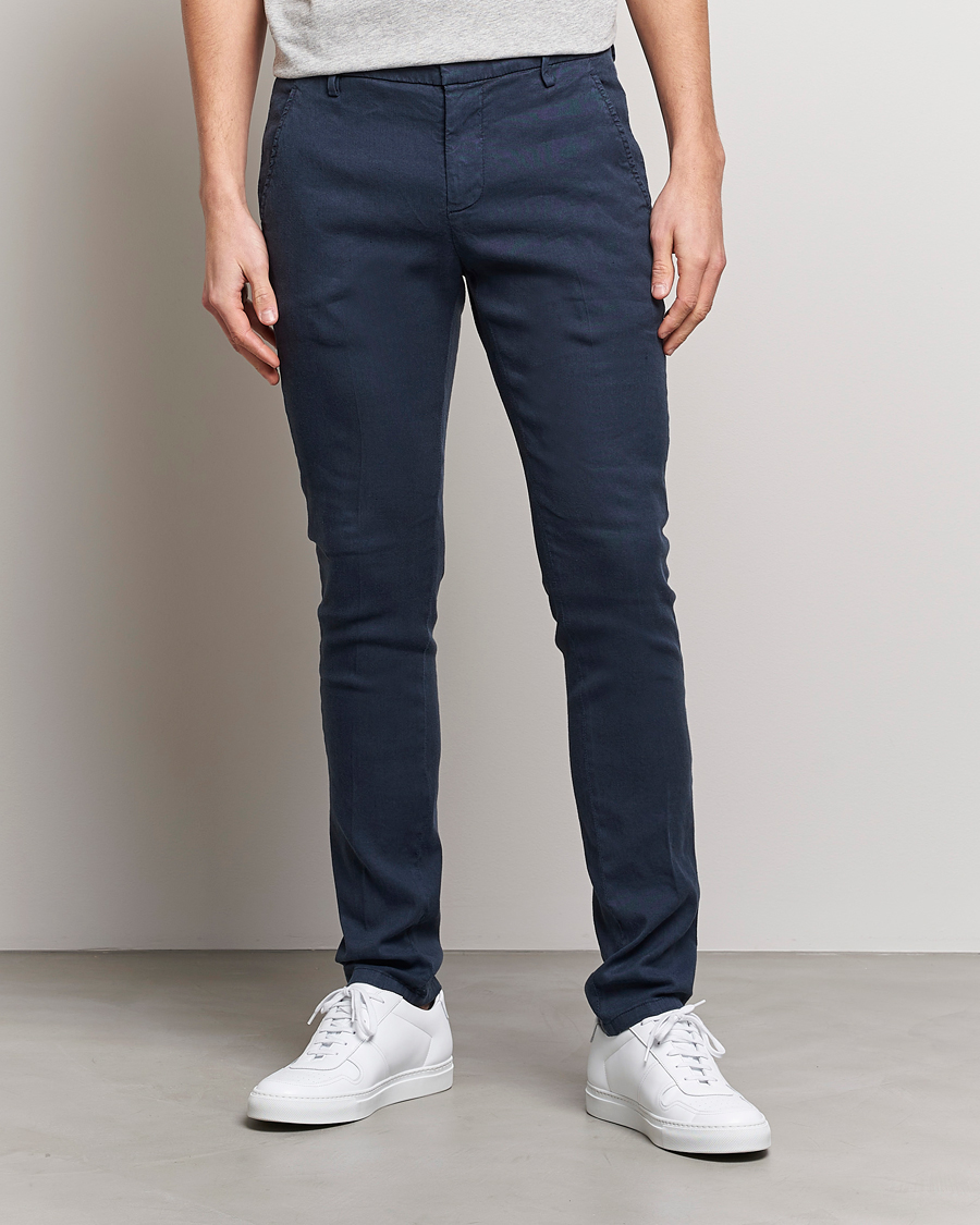 Herren | Hosen | Dondup | Gaubert Linen Stretch Chinos Navy