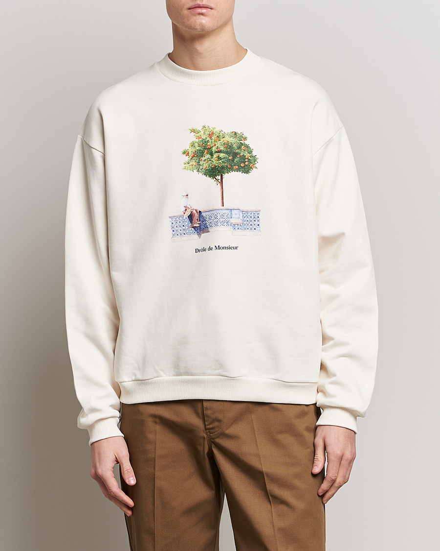 Herren | Pullover | Drôle de Monsieur | Oranger Print Sweatshirt Off White