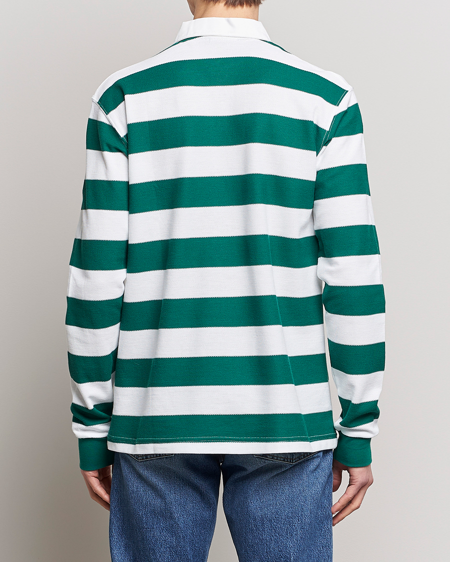 Herren | Pullover | Drôle de Monsieur | Le Polo Striped Rugby Shirt White/Green