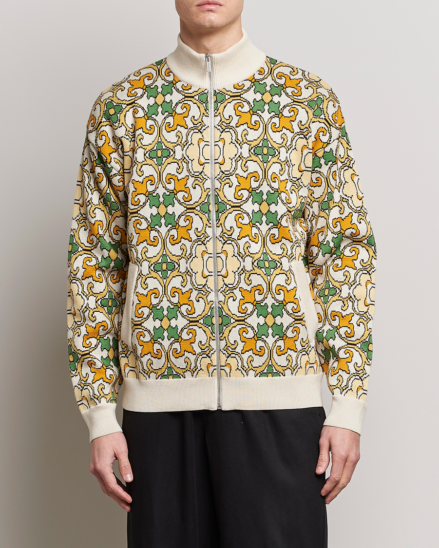 Herren | Jacken | Drôle de Monsieur | Jacquard Ornaments Zip Blouson Yellow/Green