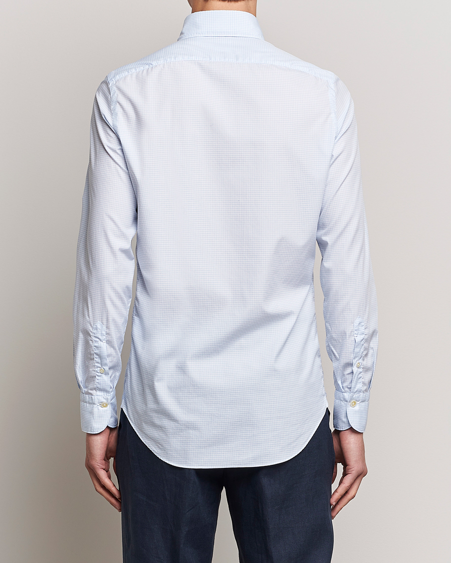 Herren | Hemden | Finamore Napoli | Milano Slim Washed Dress Shirt Light Blue Check