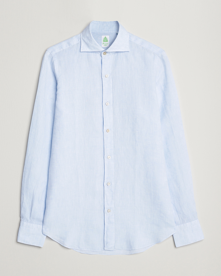 Herren | Hemden | Finamore Napoli | Tokyo Slim Linen Shirt Light Blue