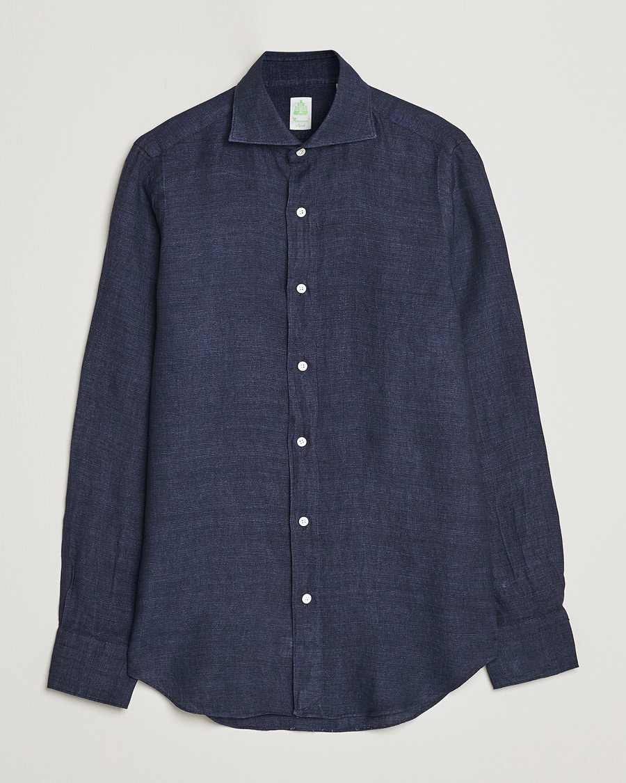 Herren | Hemden | Finamore Napoli | Tokyo Slim Linen Shirt Navy