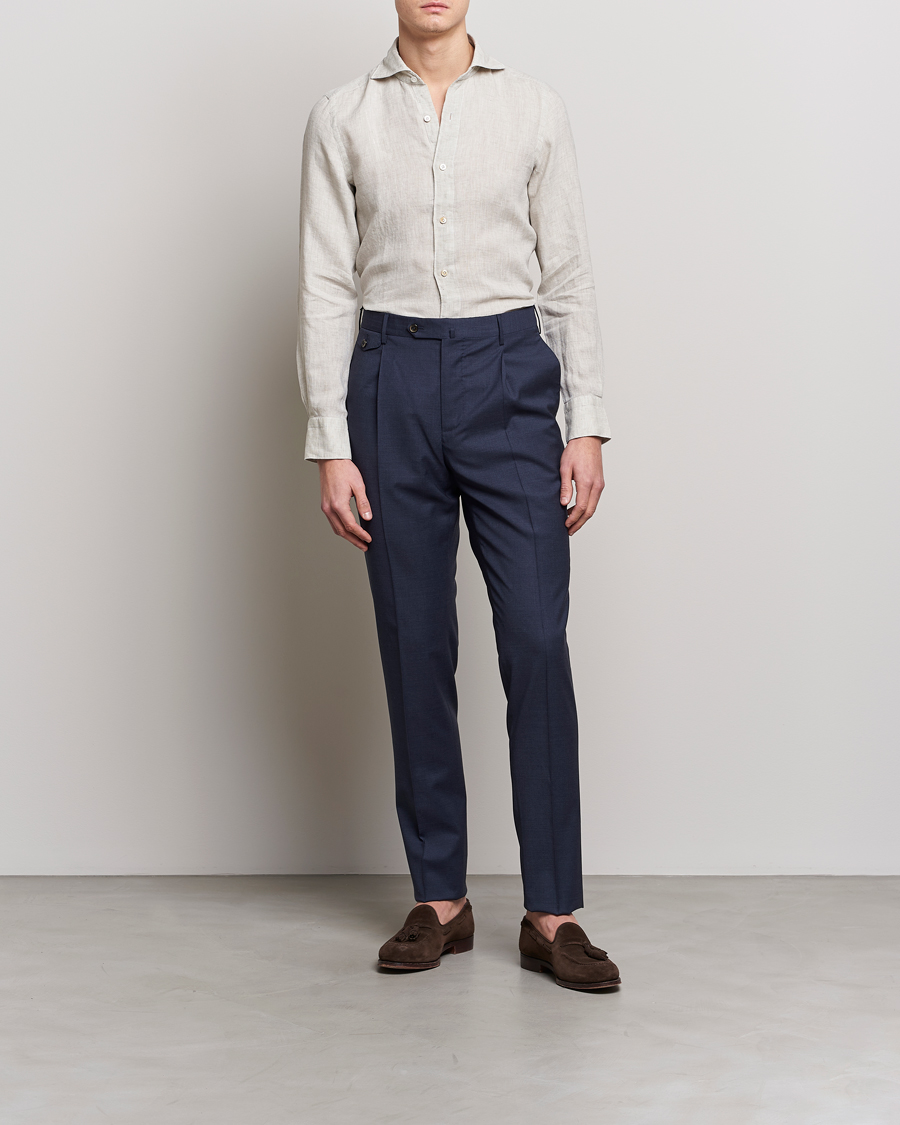 Herren | Hemden | Finamore Napoli | Tokyo Slim Linen Shirt Oat
