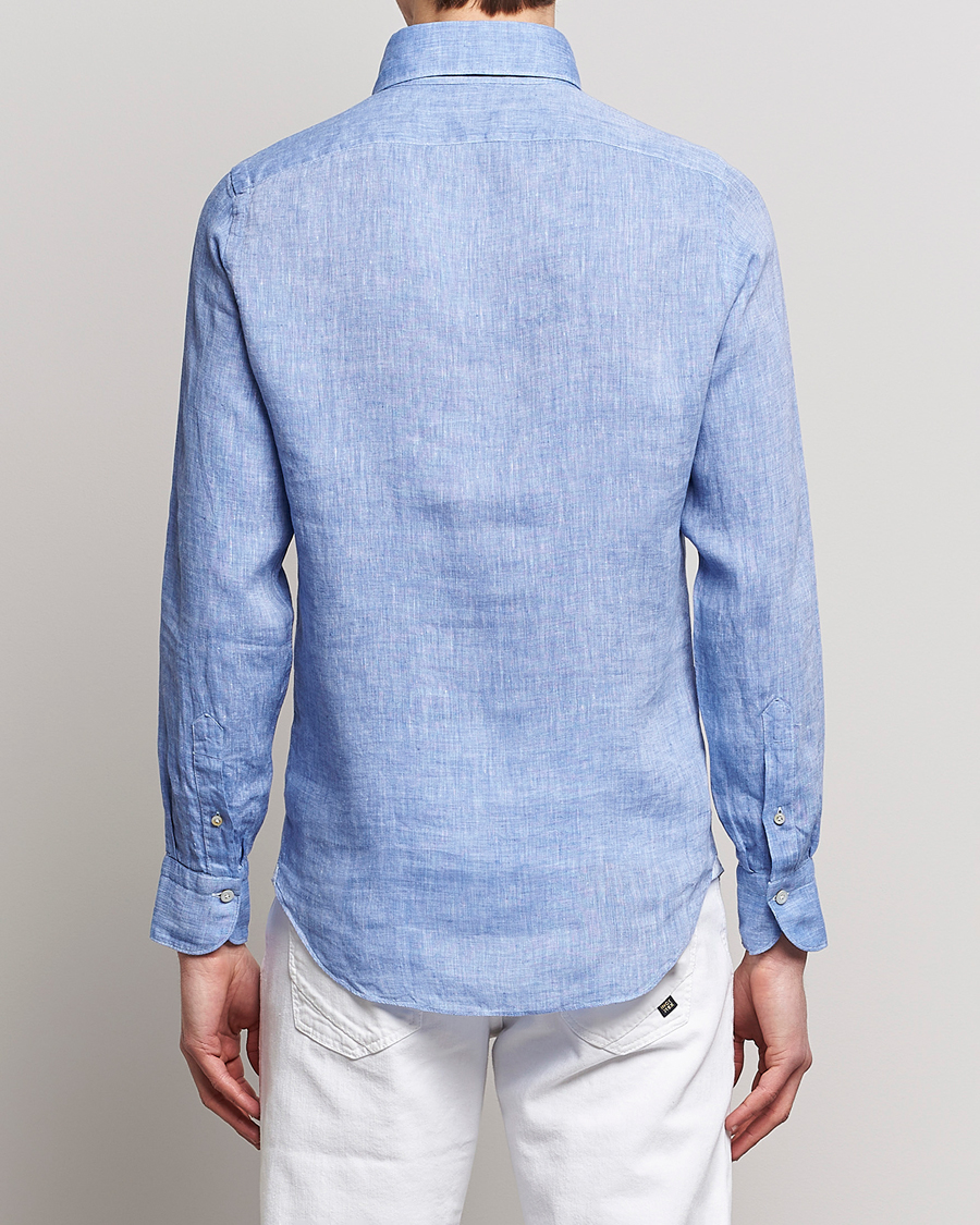 Herren | Hemden | Finamore Napoli | Miami Linen Popover Shirt Dark Blue